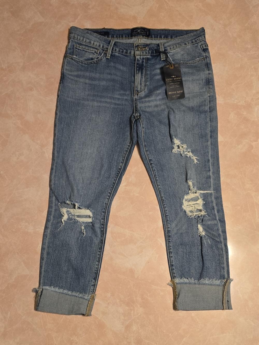 Lucky Brand Light Blue Distressed Brooke Capri Jeans